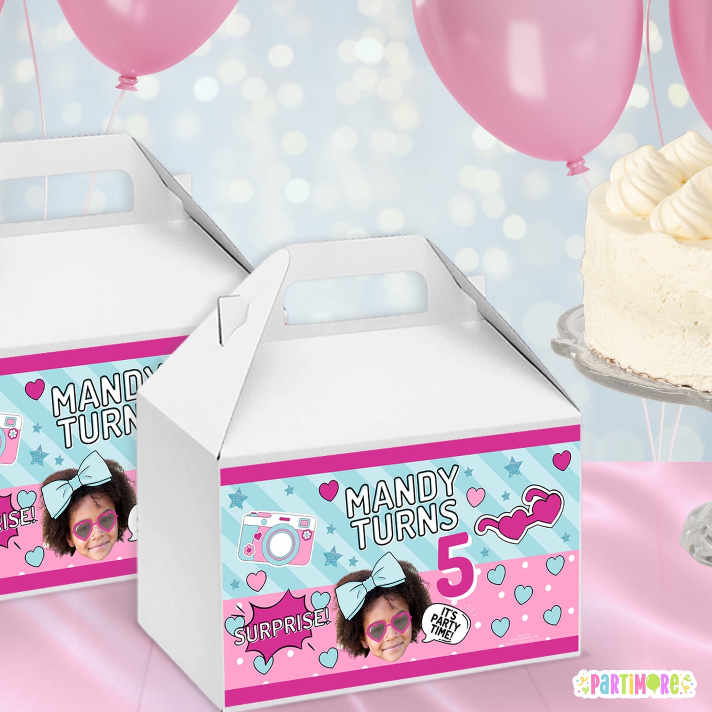 Surprise Doll Gable Box Labels | Personalized Party Favor Stickers