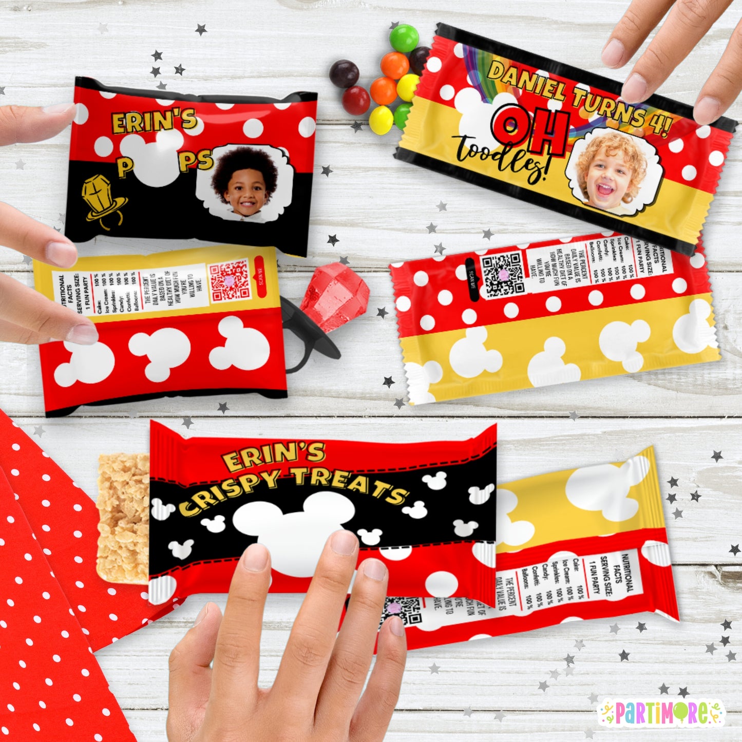 Personalized Mouse Themed Ring Candy Wrappers | Boys Oh Twodles Boy 2nd Birthday Party Decorations