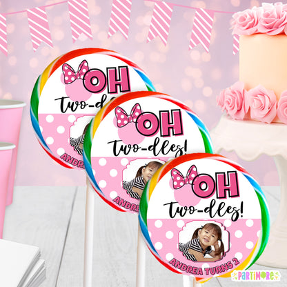Personalized Oh Twodles Lollipop Stickers | 1st 2nd Birthday Party Favor Labels