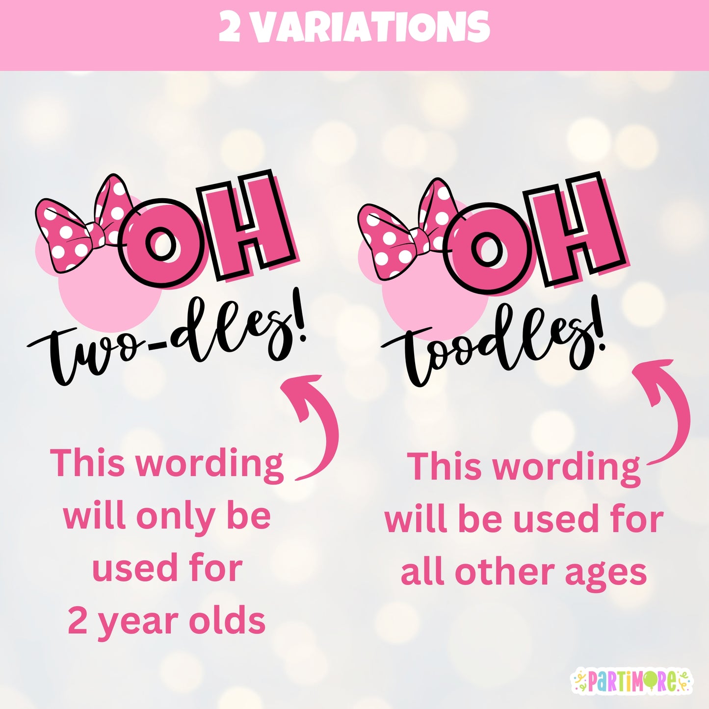 Personalized Oh Twodles Juice Pouch Labels |  Pink 2nd Birthday Party Stickers