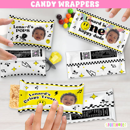 Custom One Happy Dude Candy Wrappers | Personalized Birthday Favors