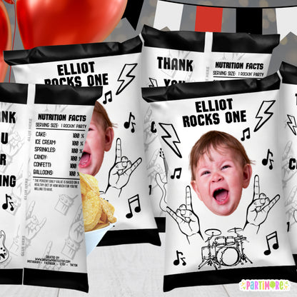 Personalized Rock and Roll Chip Bags | Born To Rock 1st 2nd Birthday Favors For Kids and Adults