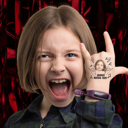 Personalized Rock And Roll Birthday Party Temporary Tattoos For Kids Adults, First Birthday, Born Two Rock Second Birthday, Vintage Heavy Metal Punk