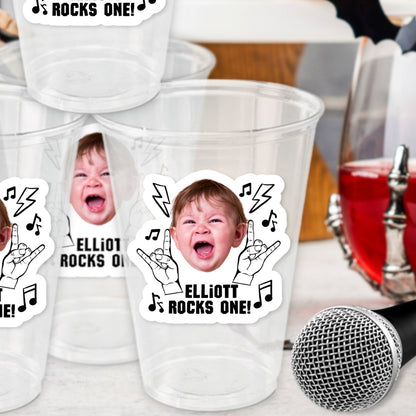 Rock And Roll Birthday Party Cups, Personalized Face Cup, Born To Rock Party Supplies