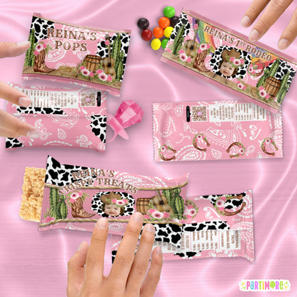 Personalized Rodeo Themed Candy Wrappers | Cowgirl Birthday Party Favors | My First Rodeo Birthday Decorations