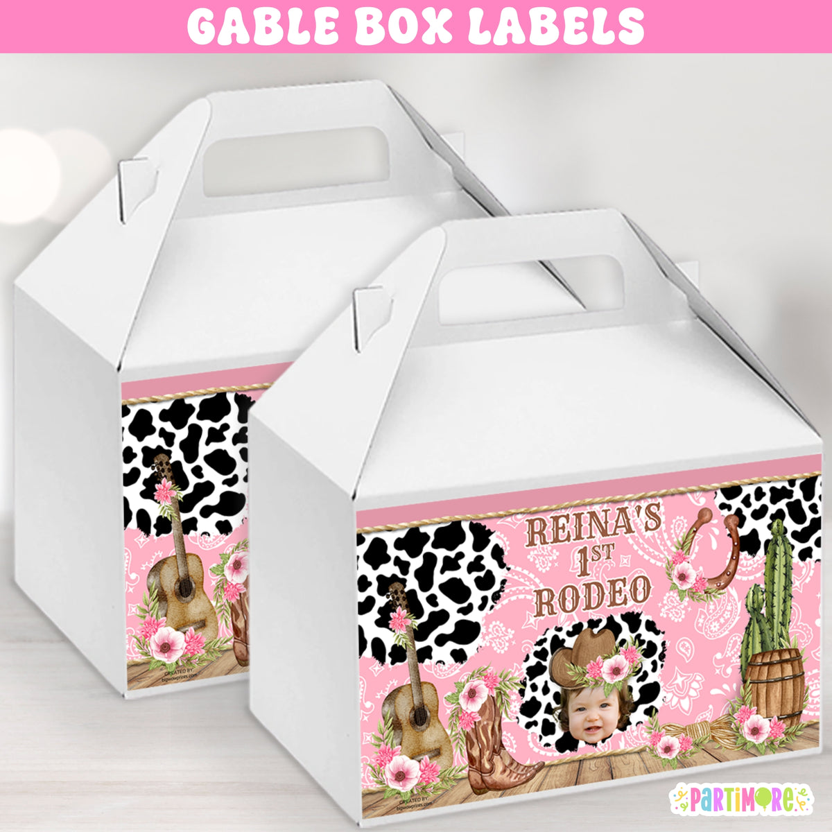 Pink Rodeo Theme Gable Box Personalized Cowgirl Gable Box Labels | Western Birthday Party Decor ...