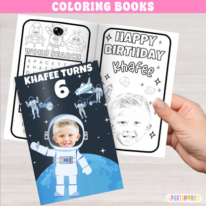 Outer Space Birthday Coloring Books For Kids, Astronaut Coloring Page | Galaxy Party Favors