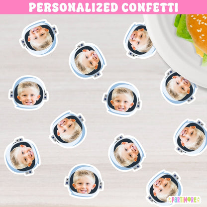 Astronaut Confetti Scatter Table Decorations, Personalized Face Confetti, Space First Birthday, Galaxy Party Ideas