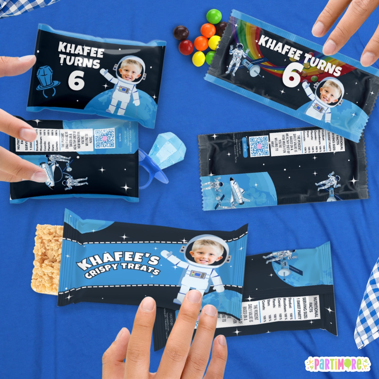 Personalized Outer Space Candy Bar Wrappers | Custom Astronaut Birthday Party Favors