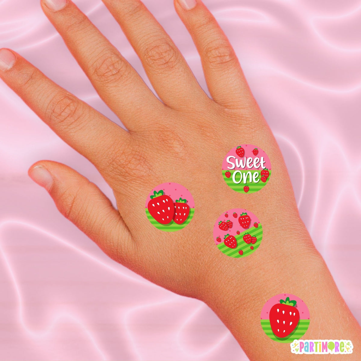 Strawberry Mini Stickers – Berry First Birthday Party Favor Stickers, 96 Pieces