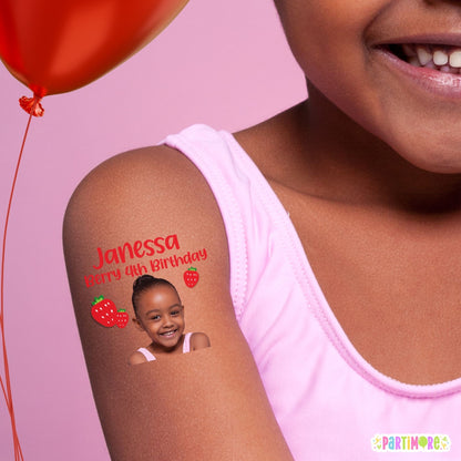 Personalized Strawberry Temporary Tattoos – Berry First Birthday Party Favors, Set of 20
