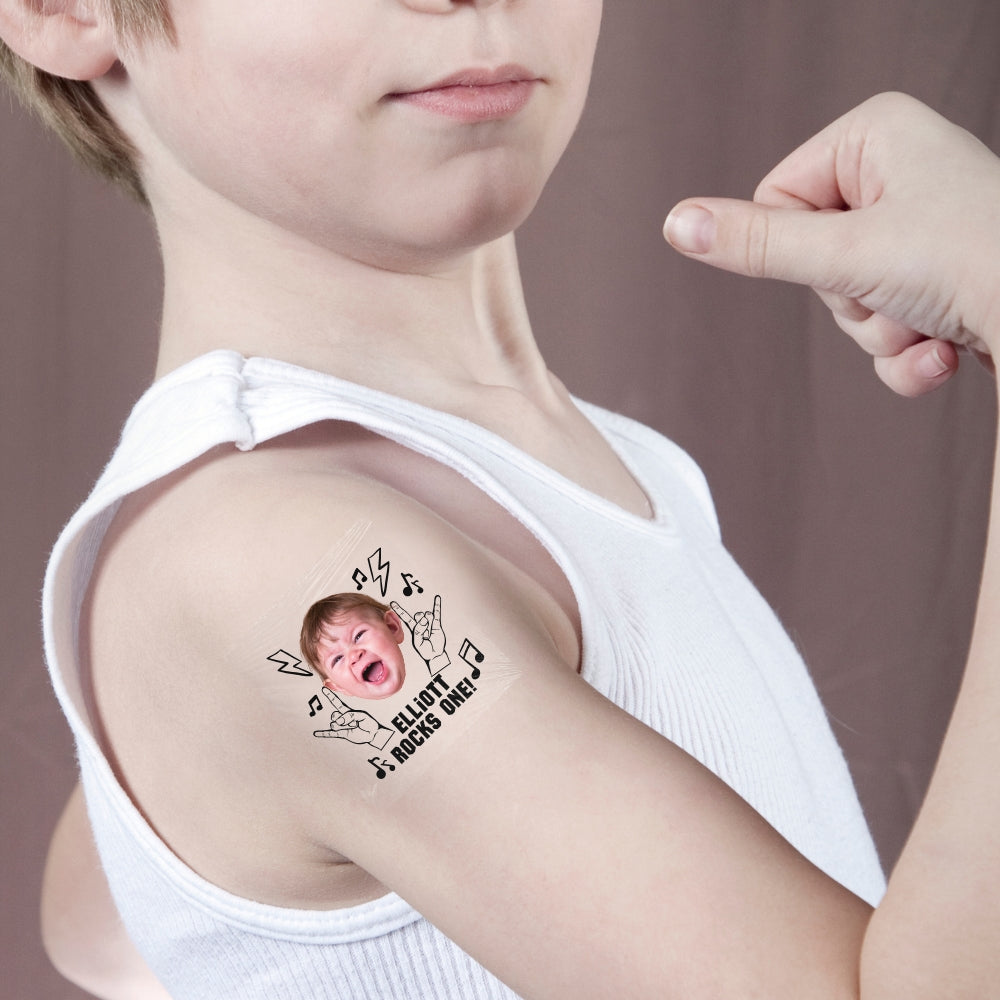 Personalized Rock And Roll Birthday Party Temporary Tattoos For Kids Adults, First Birthday, Born Two Rock Second Birthday, Vintage Heavy Metal Punk