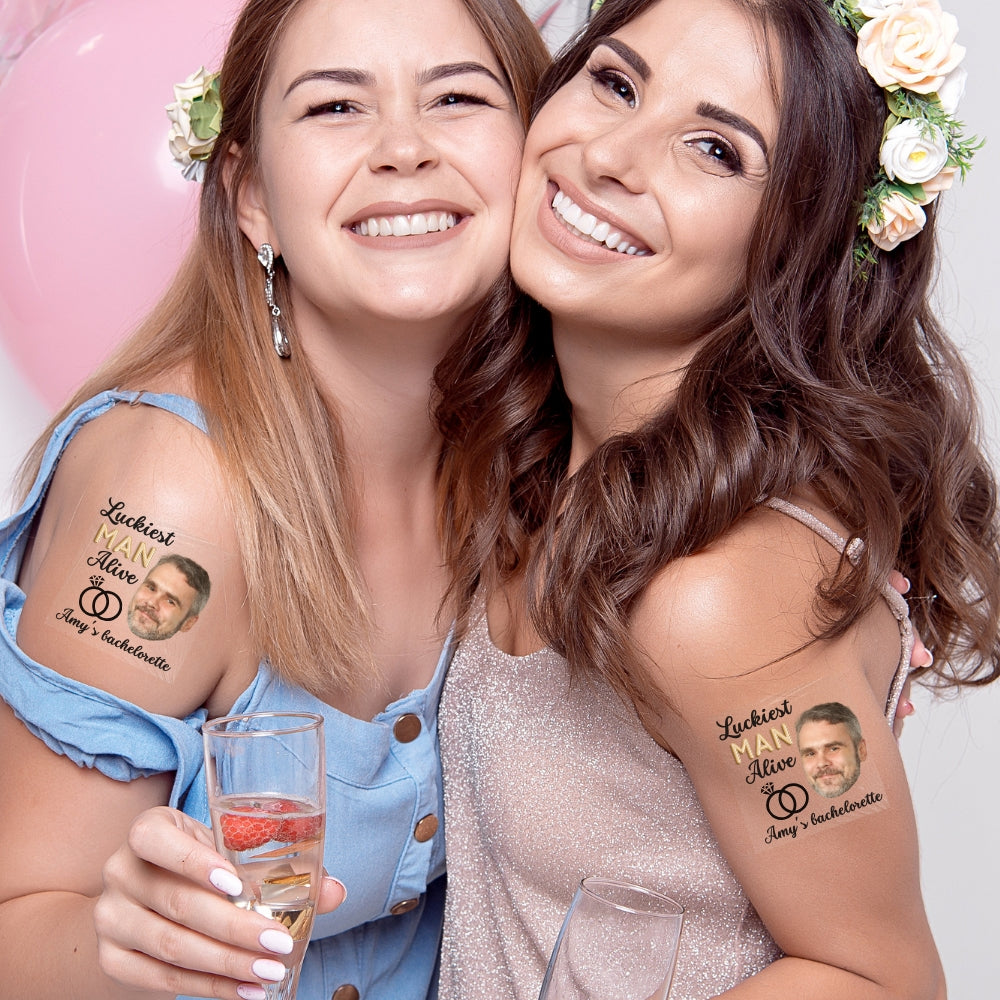 Custom Bachelorette Party Temporary Tattoos, Funny Groom Face Fake Tattoos