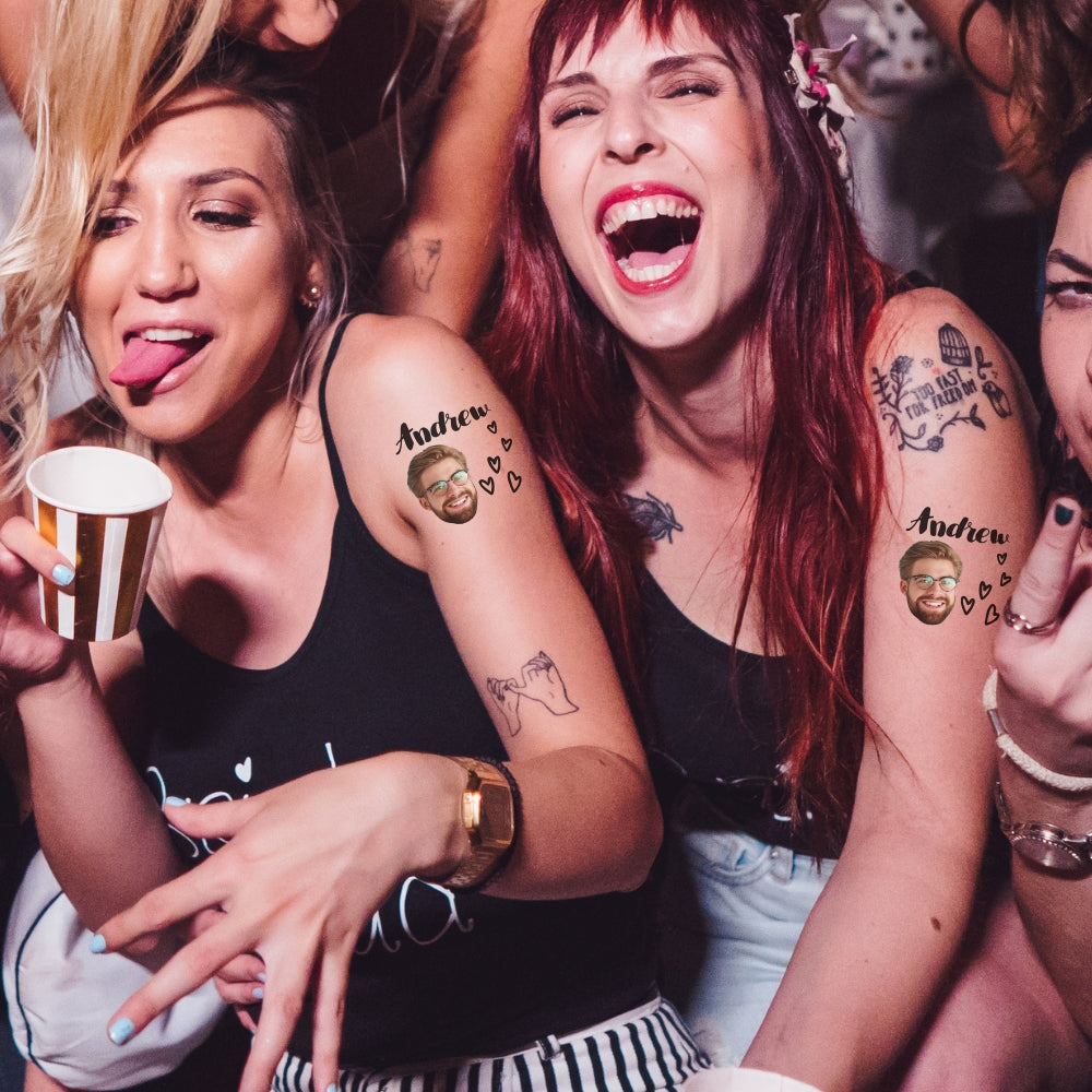 Custom Bachelorette Party Temporary Tattoos, Funny Groom Face Fake Tattoos