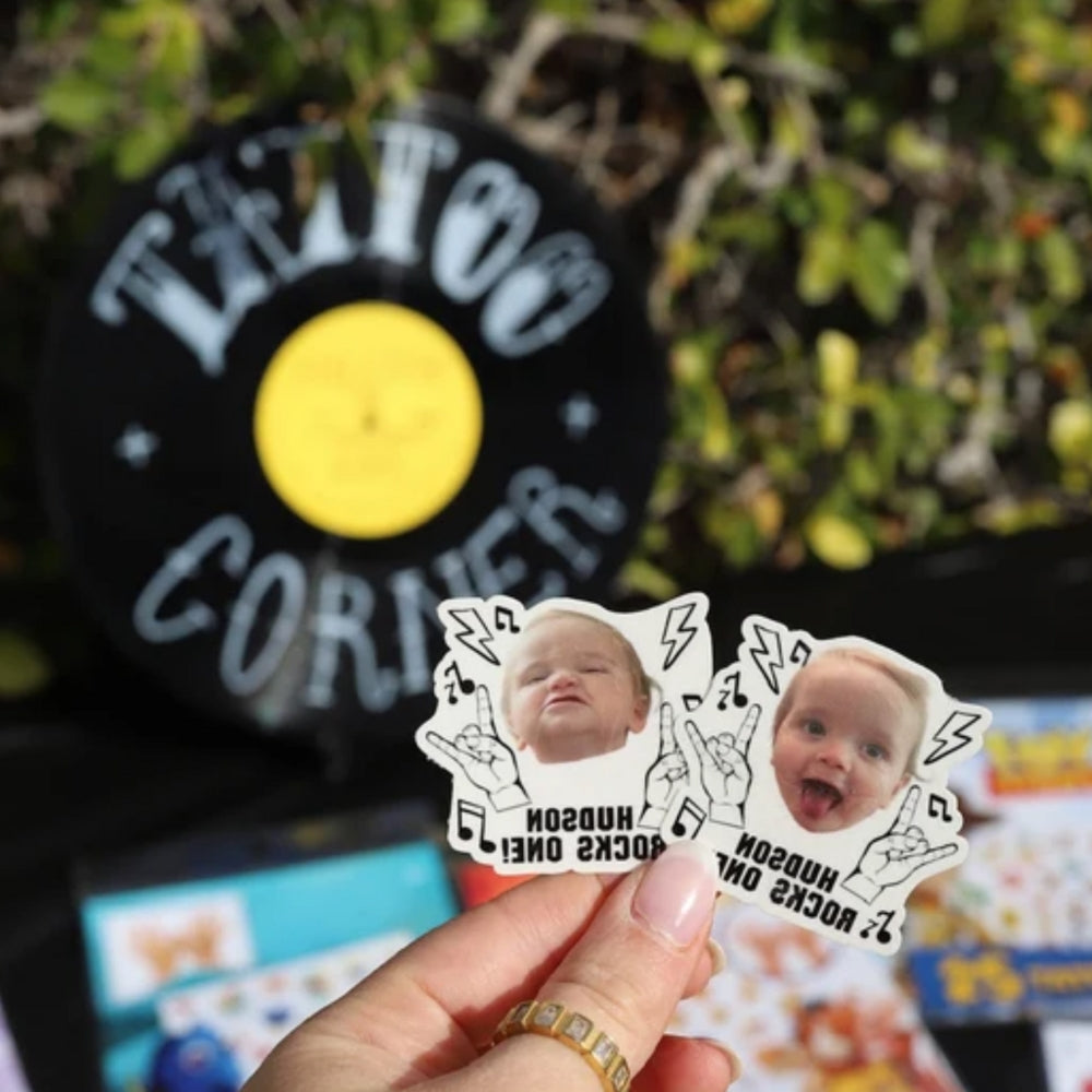 Personalized Rock And Roll Birthday Party Temporary Tattoos For Kids Adults, First Birthday, Born Two Rock Second Birthday, Vintage Heavy Metal Punk