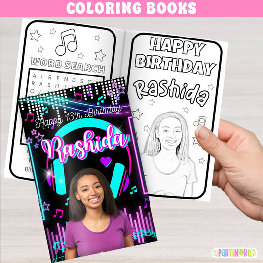 Musical Tok Birthday Coloring Books, Music Party Supplies, Music Notes Karaoke Party Decor