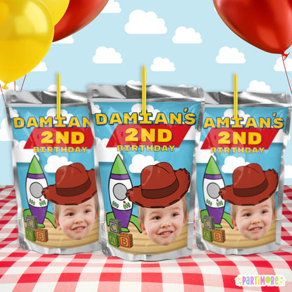 Custom Space Cowboy Juice Pouch Labels | Two Infinity Birthday Favors