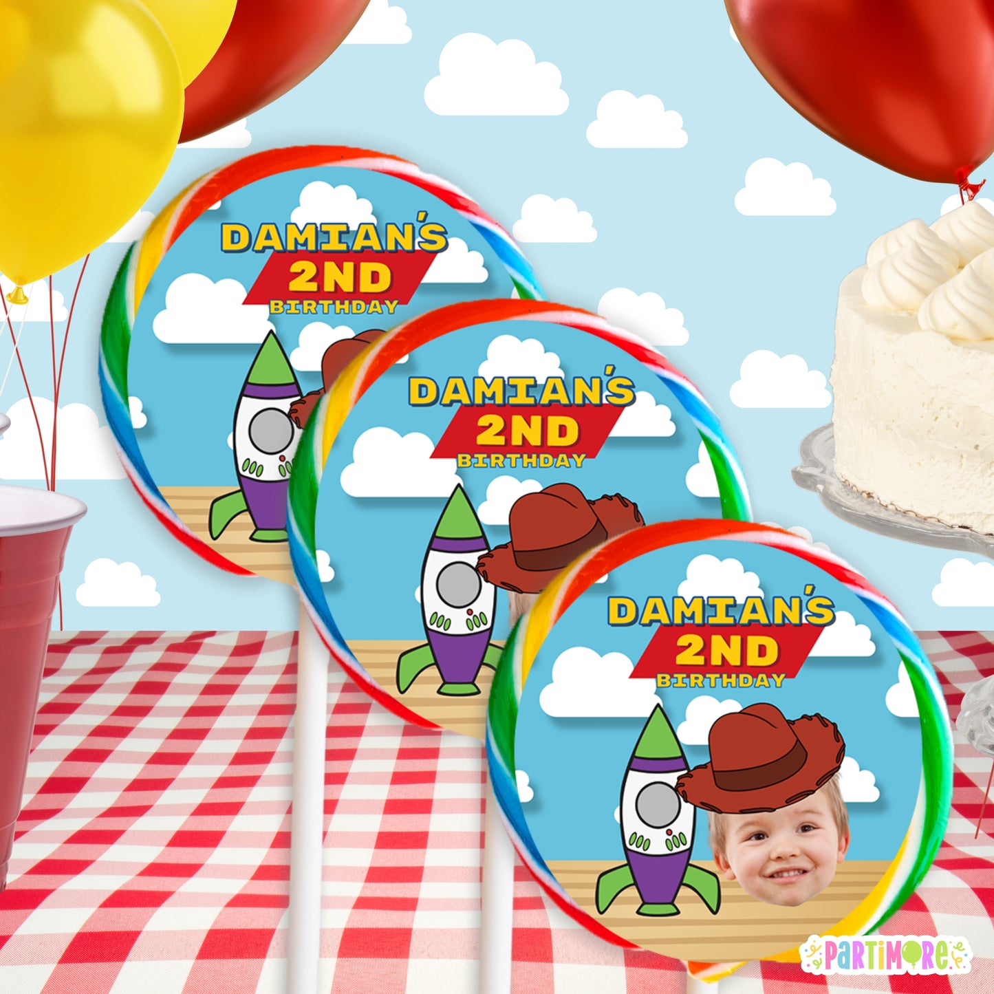 Personalized Space Cowboy Lollipop Stickers | Two Infinity Party