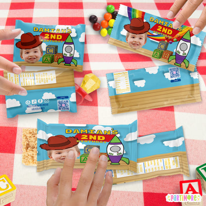 Custom Toy-Themed Candy Wrappers | Two Infinity Birthday Favors
