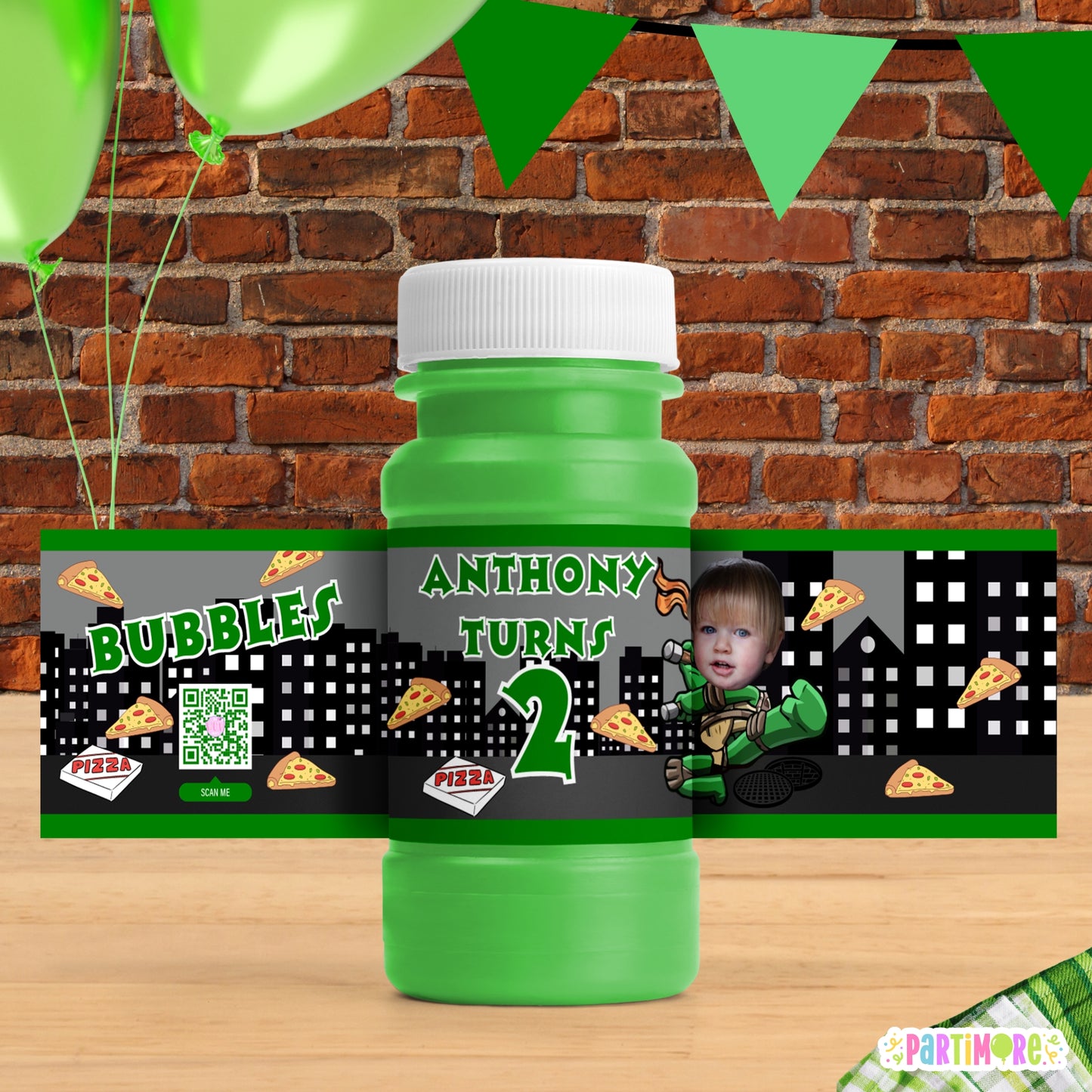 Personalized Turtle Bubble Bottle Labels | Custom Party Favor Stickers