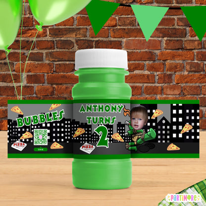 Personalized Turtle Bubble Bottle Labels | Custom Party Favor Stickers