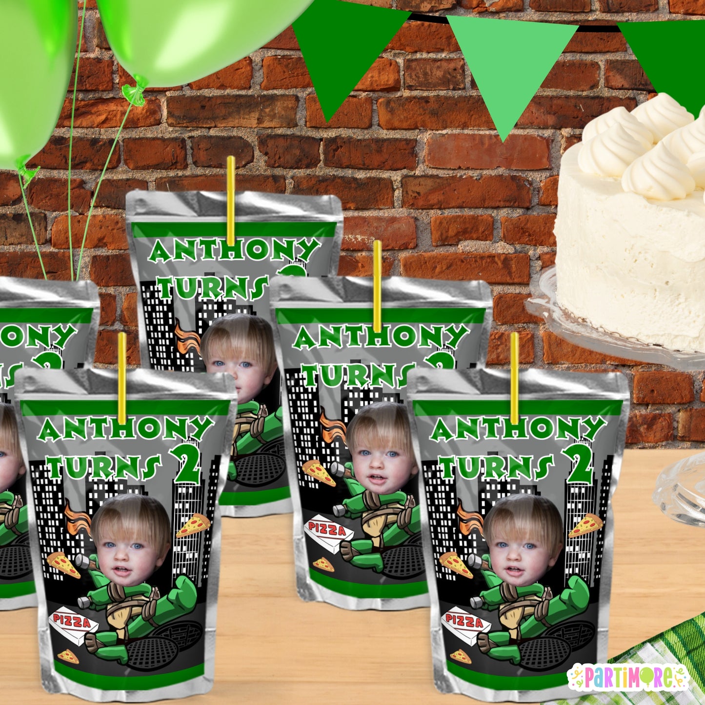 Personalized Turtle Birthday Juice Pouch Labels | Custom Drinkware | Party Favor Stickers