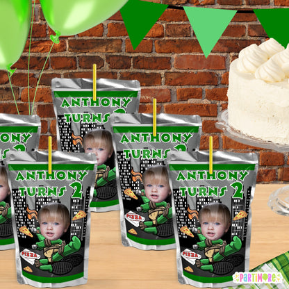 Personalized Turtle Birthday Juice Pouch Labels | Custom Drinkware | Party Favor Stickers