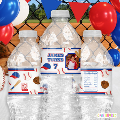 Personalized Baseball Birthday Water Bottle Labels