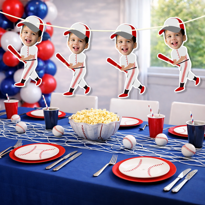 Personalized Baseball Birthday Photo Face Banner