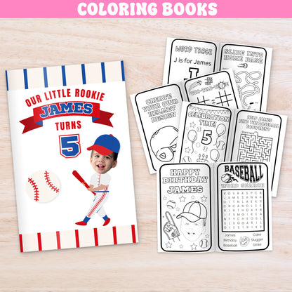 Personalized Baseball Birthday Coloring Books – Kids Party Favors & Activities - Set of 12
