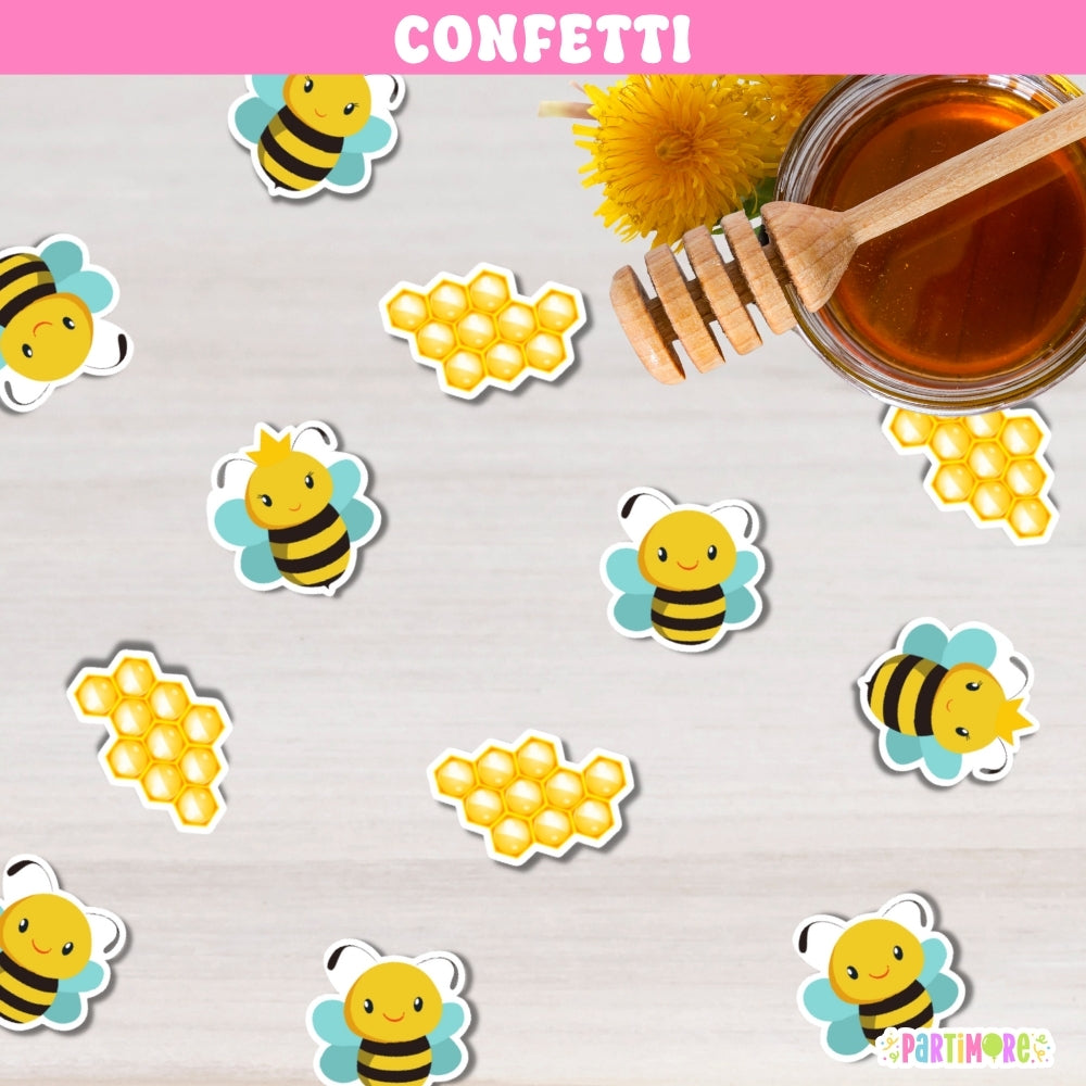 Bee Confetti For Bee Baby Shower Decor, 1st Bee Day Party Decorations, Bee Gender Reveal Party Idea, Boy Bee, Queen Bee, Yellow Hexagon Honeycomb