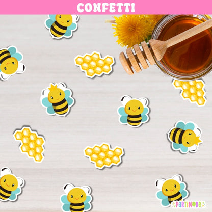Bee Confetti For Bee Baby Shower Decor, 1st Bee Day Party Decorations, Bee Gender Reveal Party Idea, Boy Bee, Queen Bee, Yellow Hexagon Honeycomb
