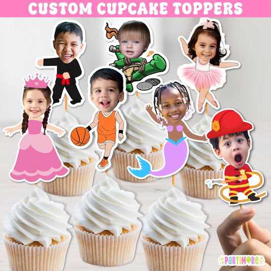 Custom Funny Face Cupcake Toppers Great For Any Occasion, Sports Theme, Girl Party Theme, Boy Birthday Ideas, Holidays, Pets Parties and more