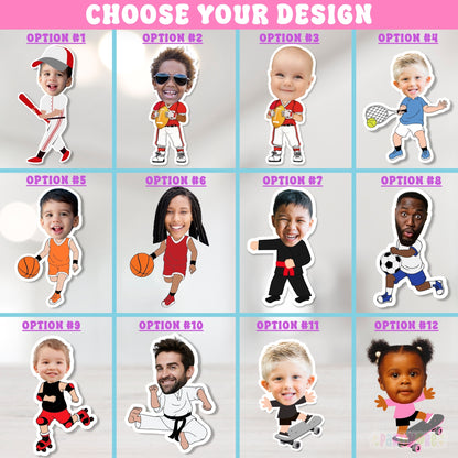 Custom Funny Face Cupcake Toppers Great For Any Occasion, Sports Theme, Girl Party Theme, Boy Birthday Ideas, Holidays, Pets Parties and more