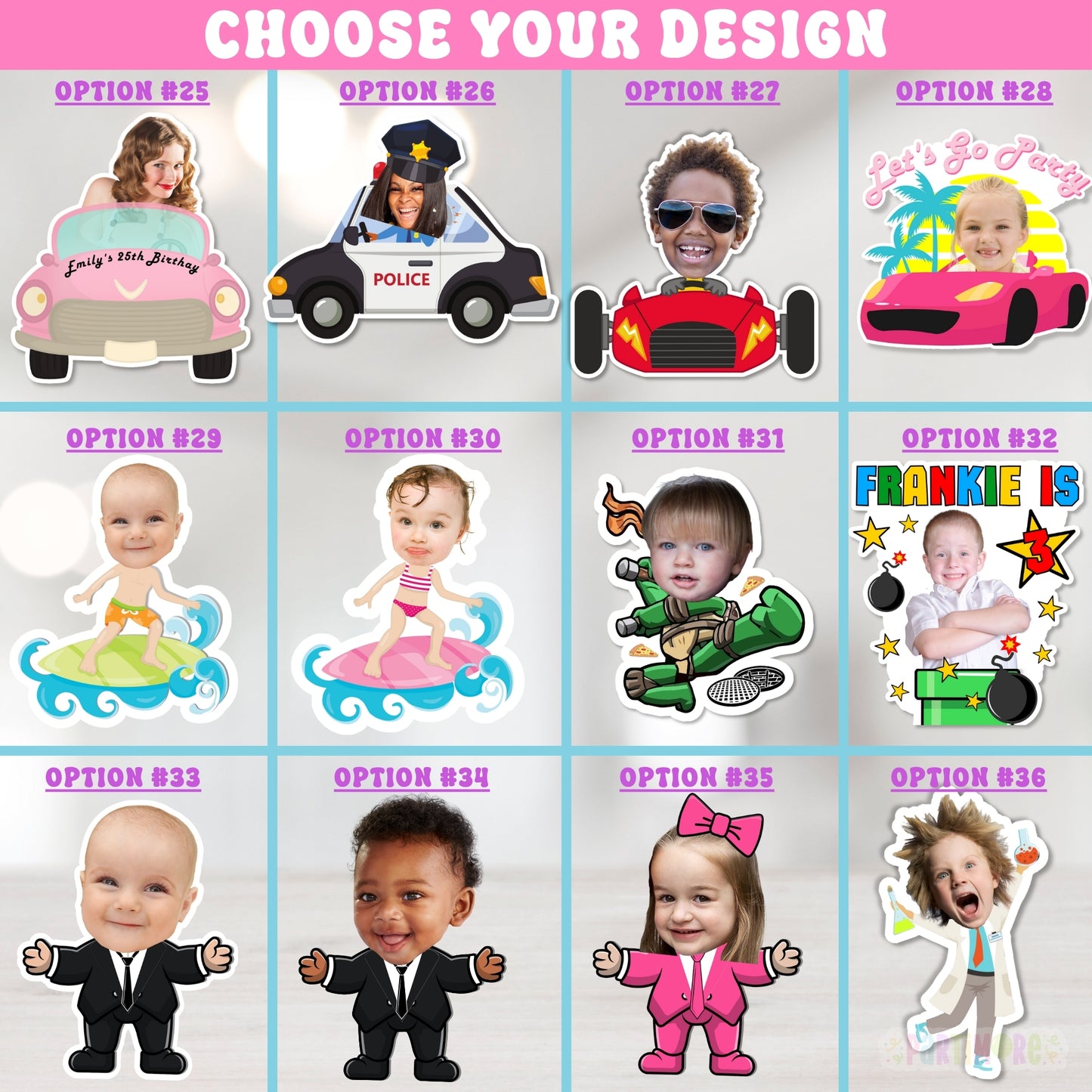Custom Funny Face Cupcake Toppers Great For Any Occasion, Sports Theme, Girl Party Theme, Boy Birthday Ideas, Holidays, Pets Parties and more