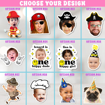Custom Funny Face Cupcake Toppers Great For Any Occasion, Sports Theme, Girl Party Theme, Boy Birthday Ideas, Holidays, Pets Parties and more