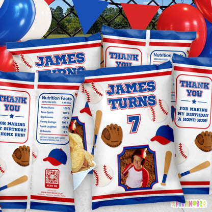 Personalized Baseball Birthday Chip Bags