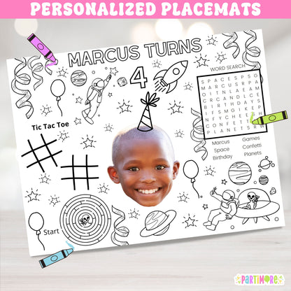 Outer Space Coloring Placemats, Astronaut Party Activity Sheet, Kids Coloring Page, Alien Birthday Table Placemats