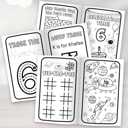 Outer Space Birthday Coloring Books For Kids, Astronaut Coloring Page | Galaxy Party Favors