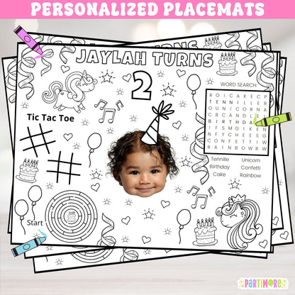Unicorn Birthday Coloring Placemat Activity Sheets For Kids, Royal Princess Unicorn Party Supplies, Unicorn Party Favors